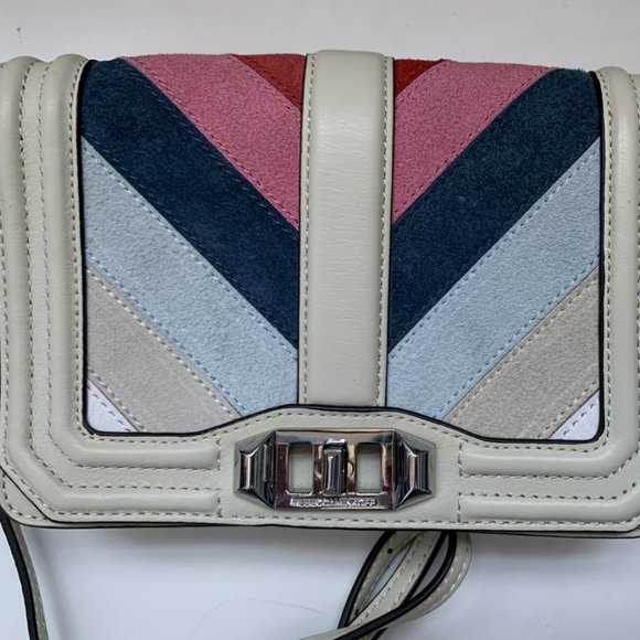 Rebecca Minkoff Beige Love Small Chevron Patchwork Crossbody Bag - Picture 2 of 6